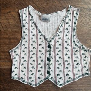 Vintage Women's Floral Striped Vest Top